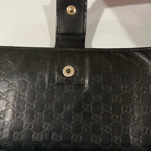 Gucci Guccisma Black Leather Monogram Long Snap Wallet - Picture 12 of 17